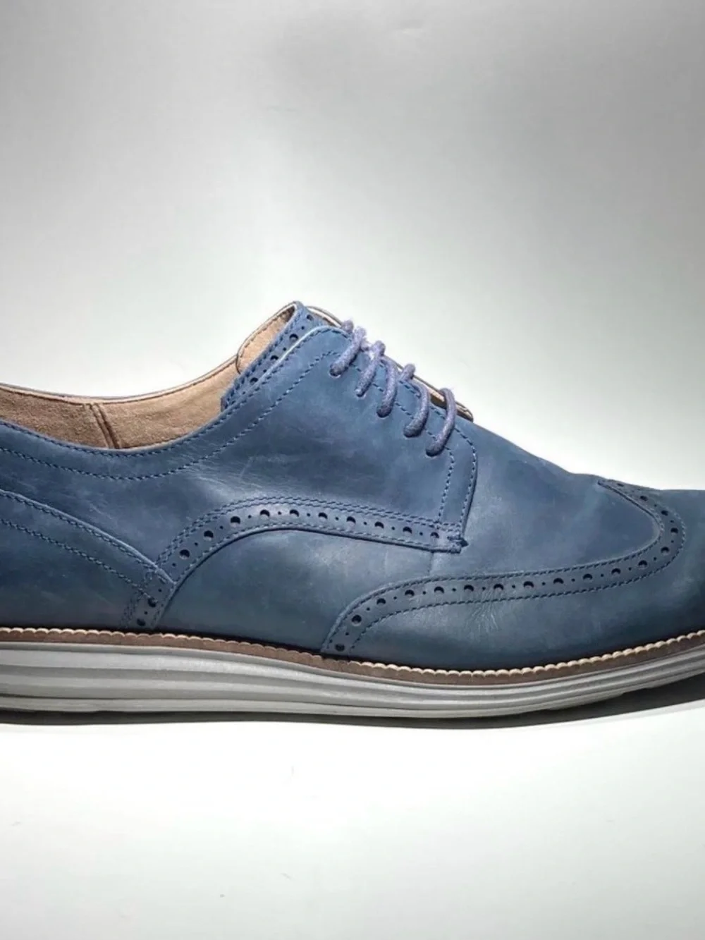 Cole Haan Navy Blue Leather Wingtip Derby